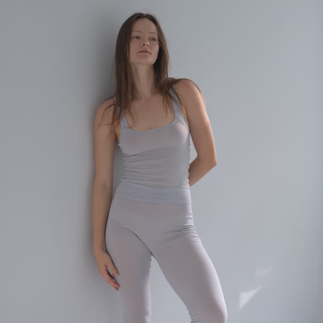 minimalisma Vonic - Women's wool tank top Blouse for women Frost Blue