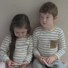 minimalisma Nau - Children's organic cotton long sleeve top Blouse for kids Powder Lark Stripes