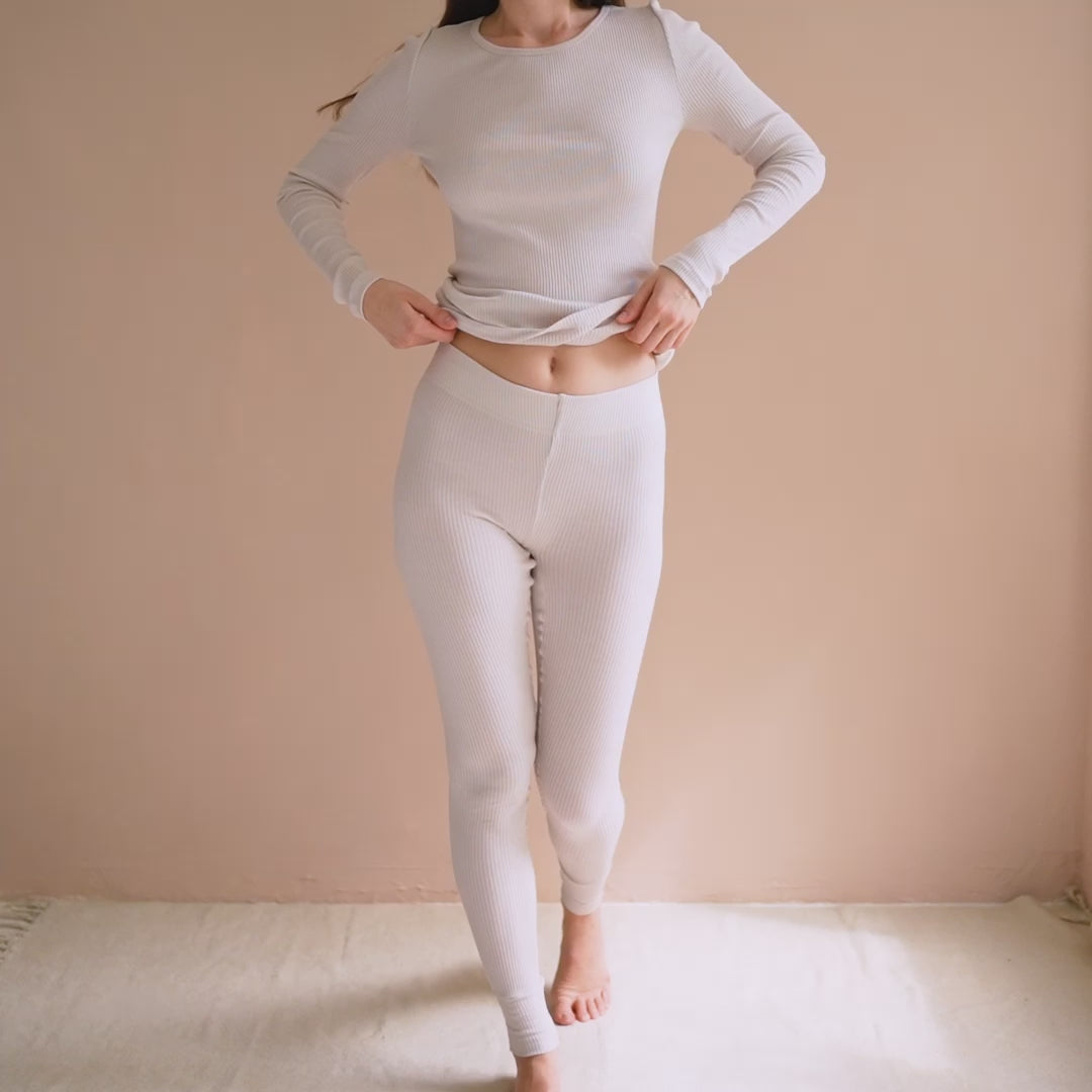 minimalisma Greater - Women's silk leggings Leggings / pants for women Ecru