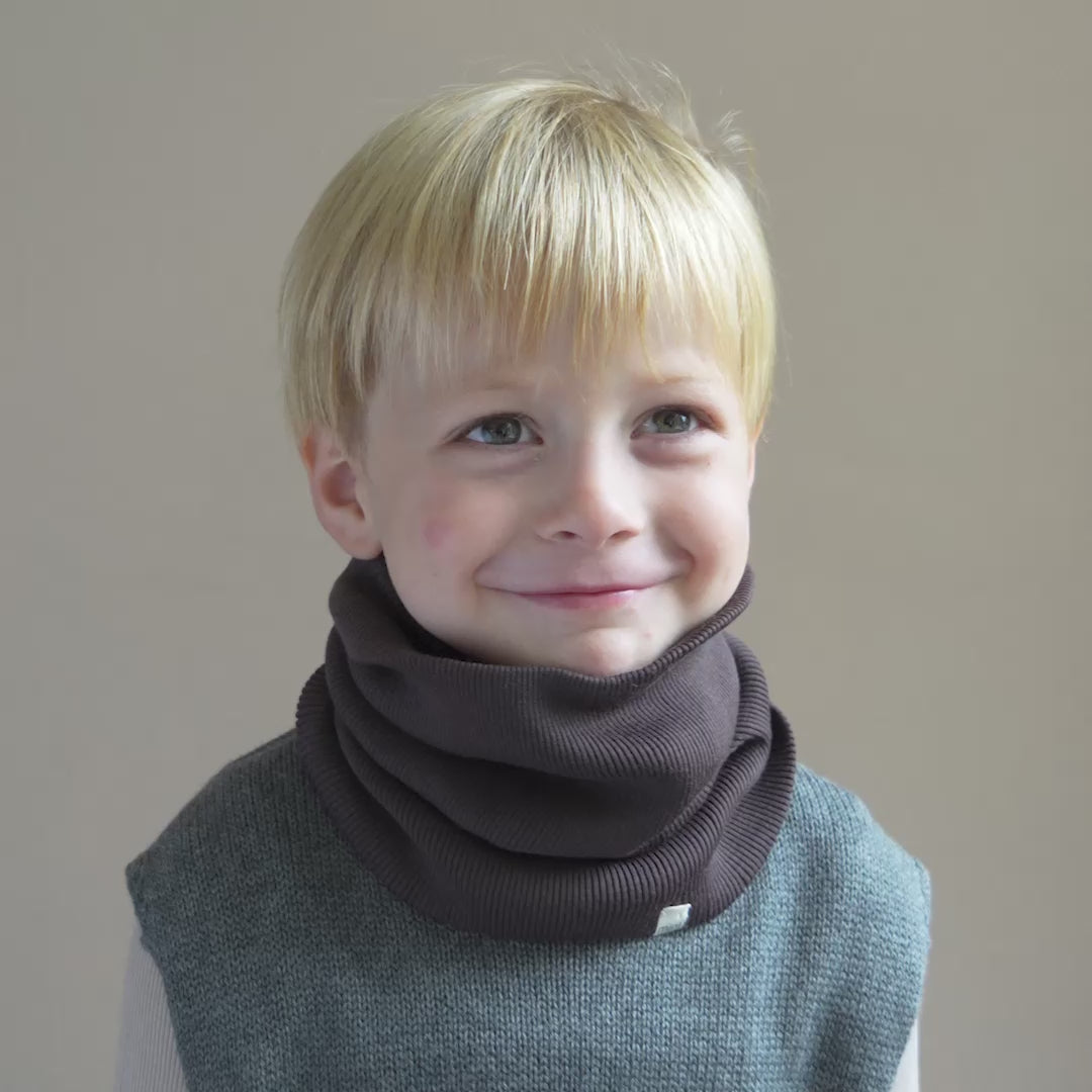 minimalisma Argir - Children's wool snood Bib / Hairband / Acc Dark Chocolate