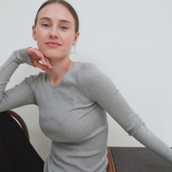 minimalisma Gerda-frill Blouse for women Grey Melange