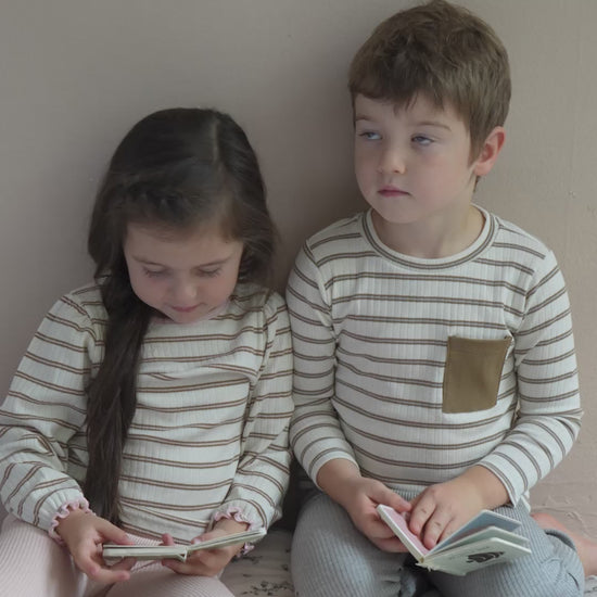 minimalisma Nally - Children's organic cotton long sleeve top Blouse for kids Cherry Lark Stripes