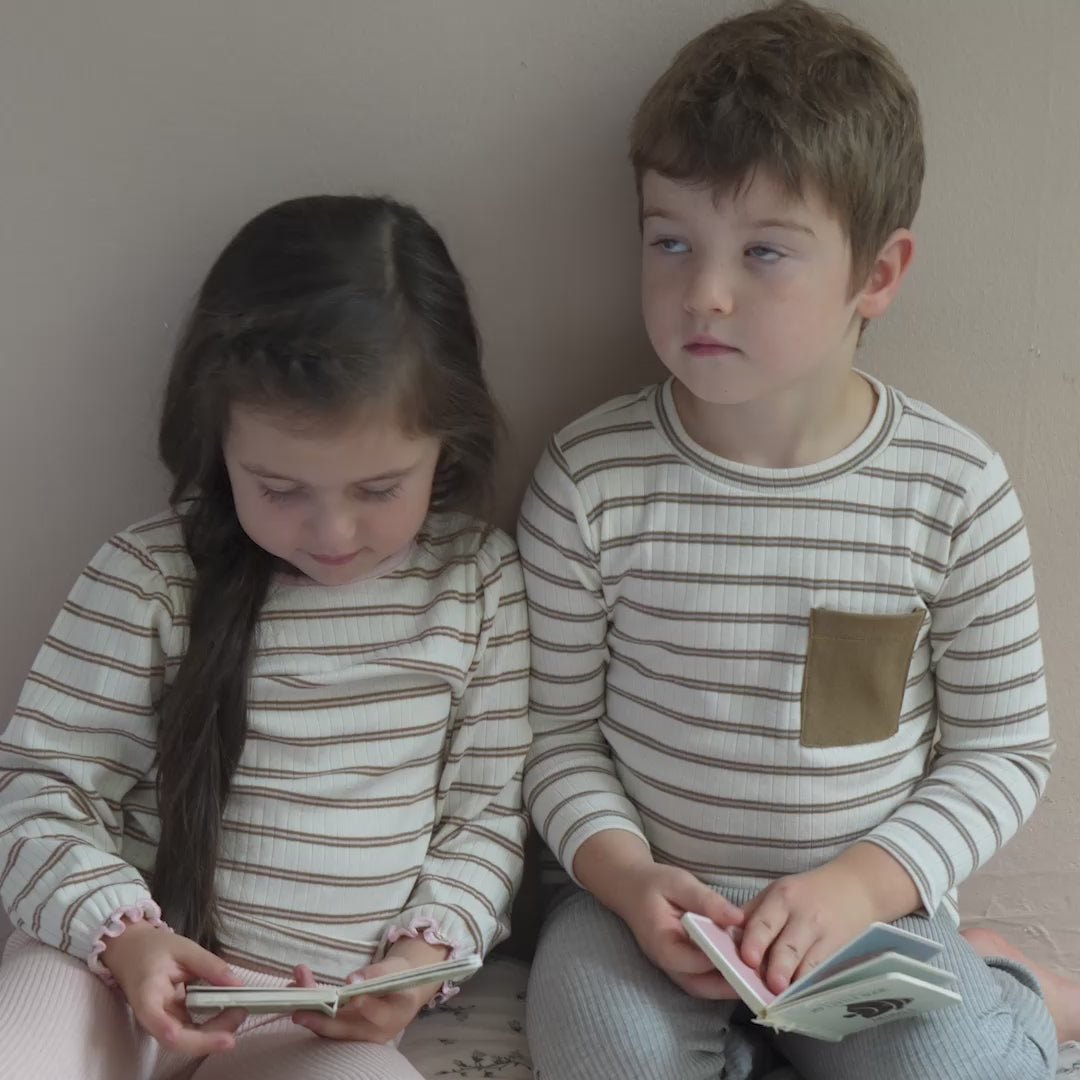 minimalisma Nally - Children's organic cotton long sleeve top Blouse for kids Cherry Lark Stripes