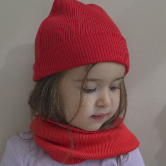 minimalisma Andersen - Children's wool beanie Hat / Bonnet Red