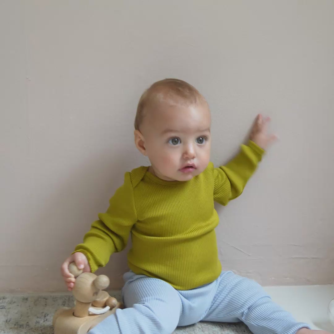 minimalisma Bono - Baby silk long sleeve bodysuit Body Golden Olive