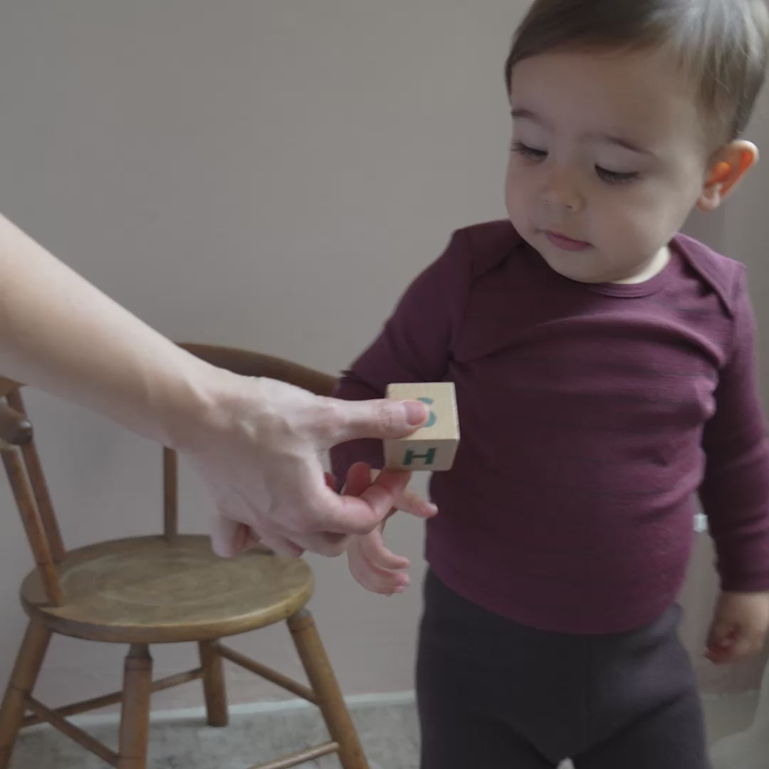 minimalisma Aspin - Baby wool long sleeve top Blouse for babies Bordeaux Stripes