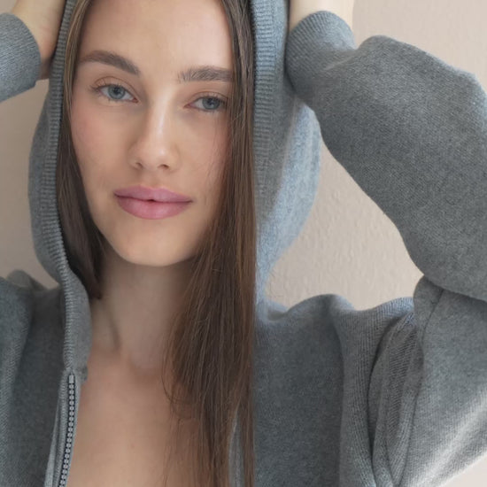 minimalisma Robin - Women's organic cotton hoodie Blouse for women Grey Melange