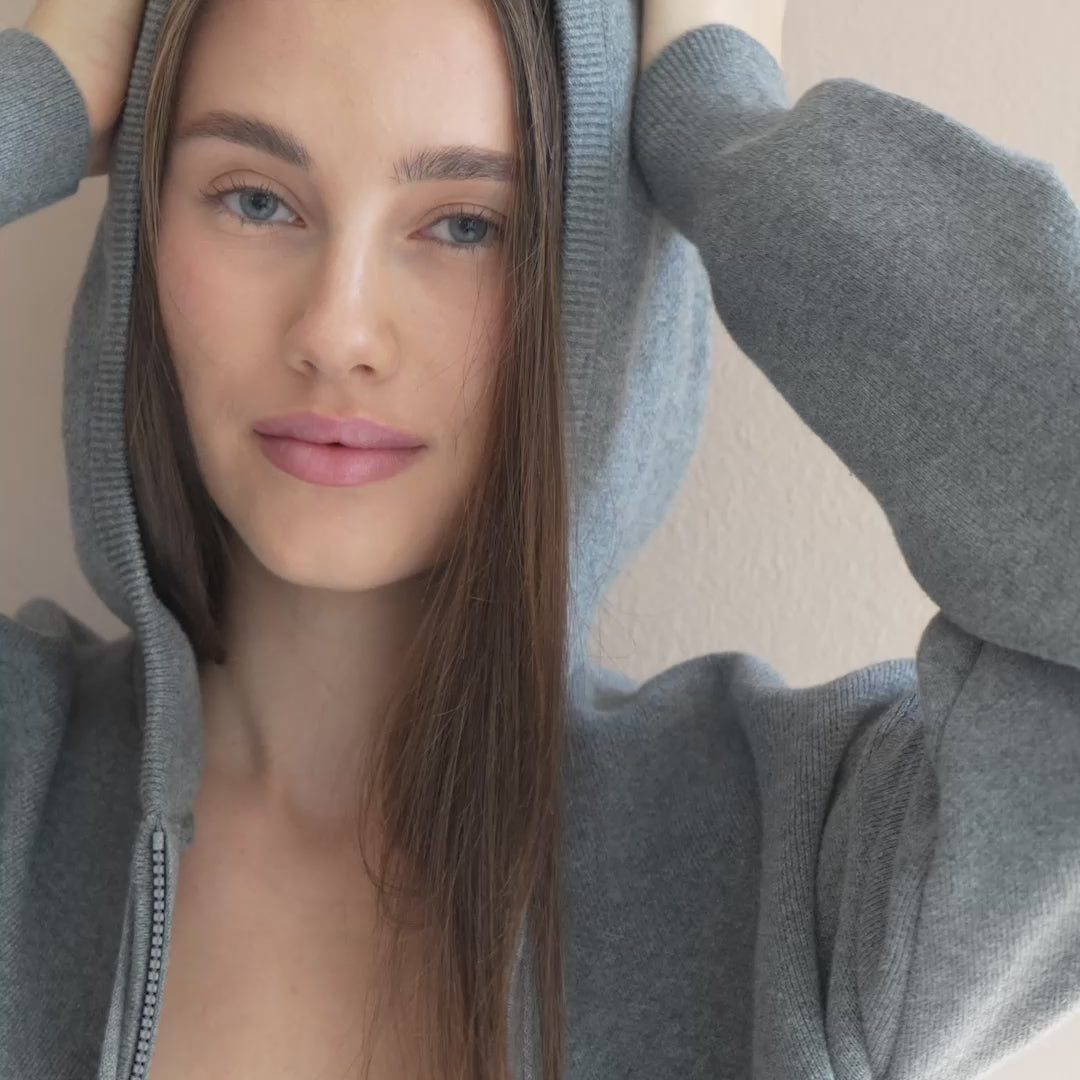 minimalisma Robin - Women's organic cotton hoodie Blouse for women Grey Melange