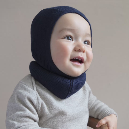 minimalisma Dante - Children's organic cotton balaclava Hat / Bonnet Dark Blue