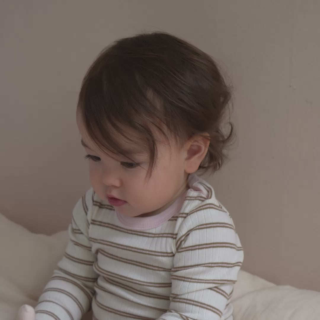 minimalisma Ninja - Baby organic cotton long sleeve bodysuit Body Cherry Lark Stripes