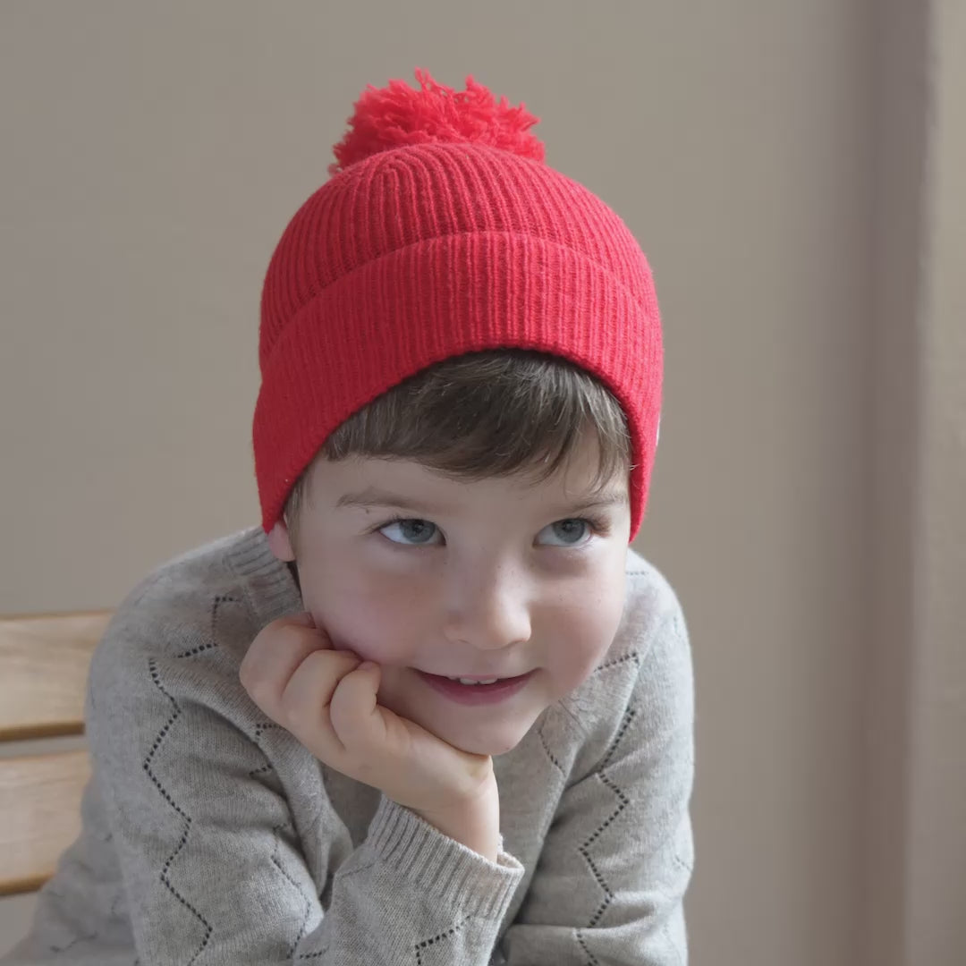 minimalisma Ipom - Children's cashmere/wool beanie Hat / Bonnet Red