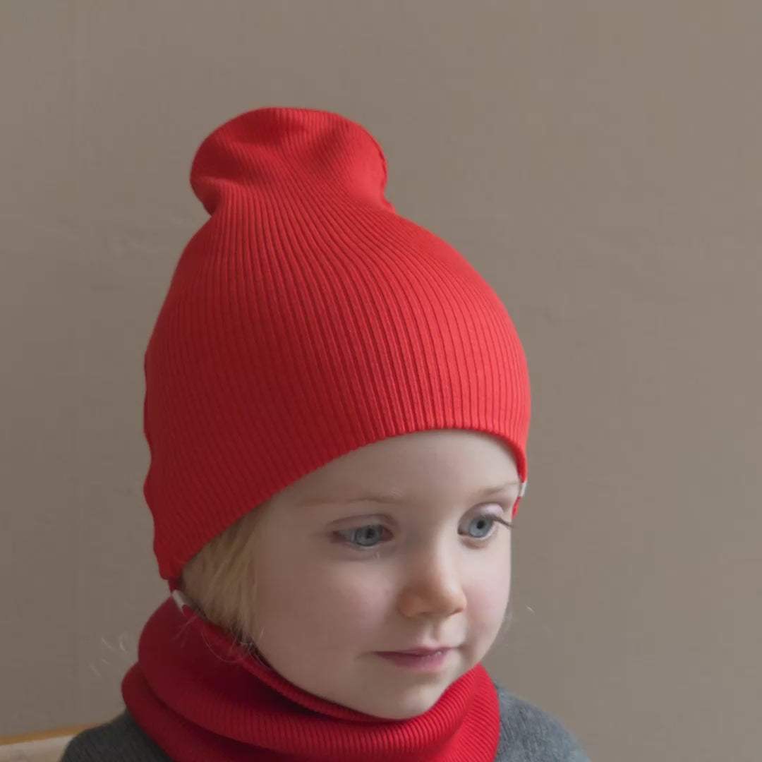 minimalisma Birk - Children's silk snood Bib / Hairband / Acc Red