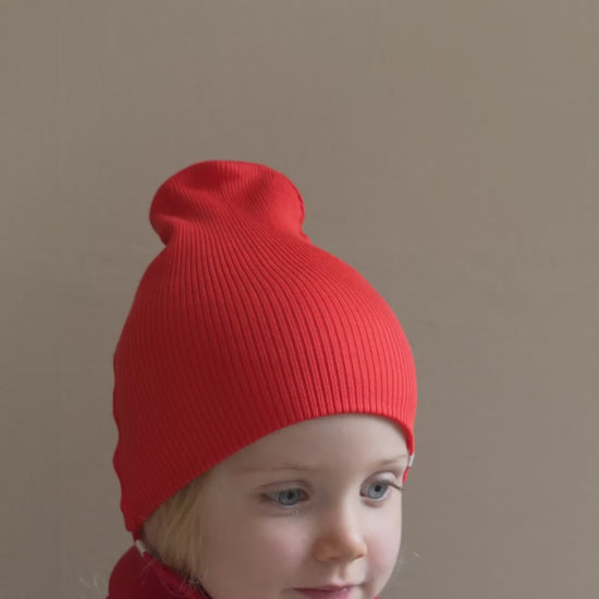 minimalisma Bambi - Children's silk beanie Hat / Bonnet Red