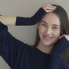 minimalisma Ivory - Women's cashmere/wool fingerless gloves Bib / Hairband / Acc Dark Blue