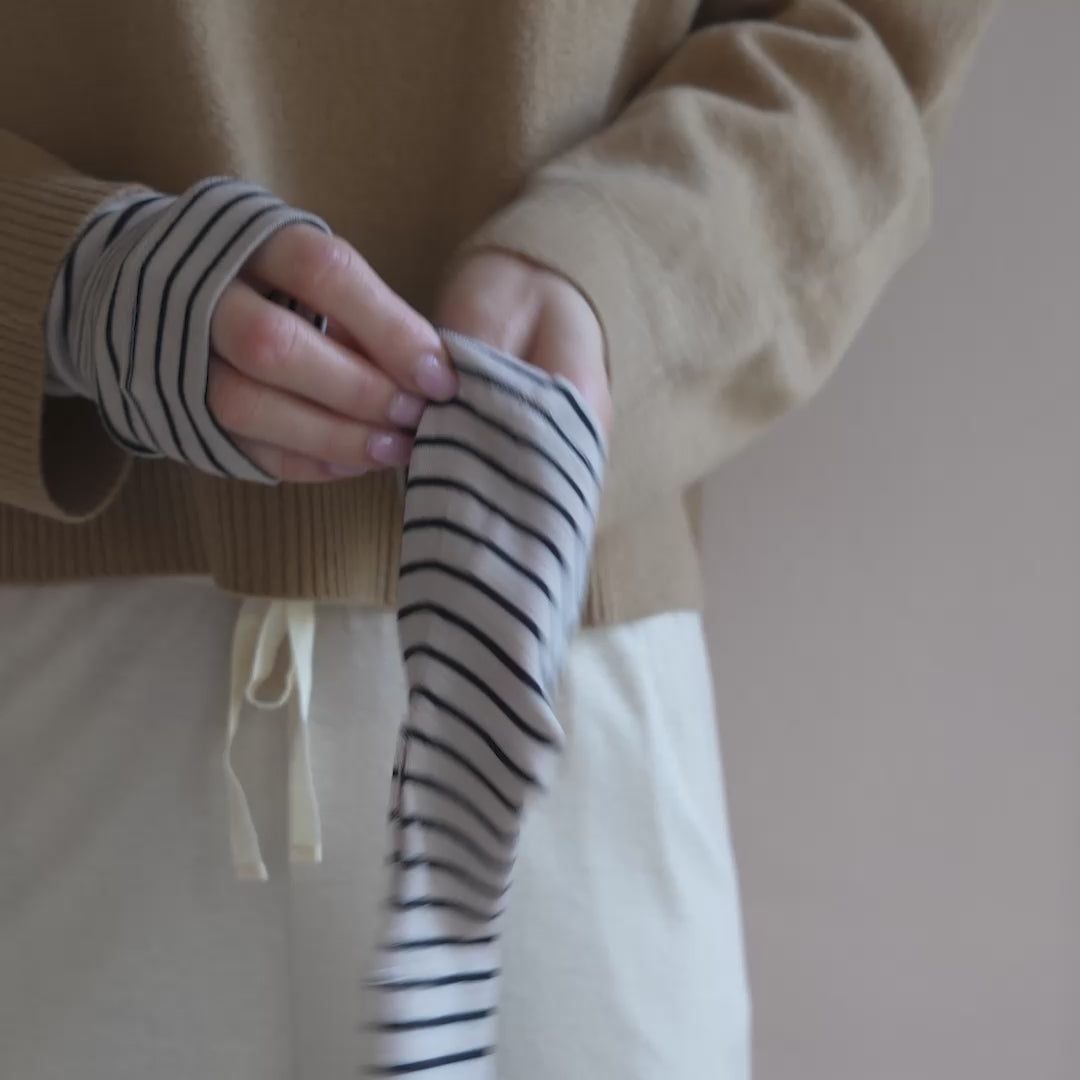 minimalisma Valin - Women's wool fingerless gloves Bib / Hairband / Acc Monostripe