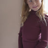 minimalisma Atlantic-frill - Children's wool long sleeve top Blouse for kids Bordeaux with Peony