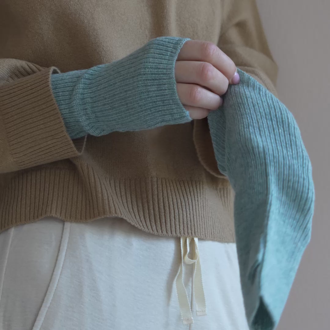 minimalisma Ivory - Women's cashmere/wool fingerless gloves Bib / Hairband / Acc Spearmint Melange