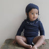 minimalisma Tiara - Baby wool/silk long sleeve collared bodysuit Body Night with White contrast