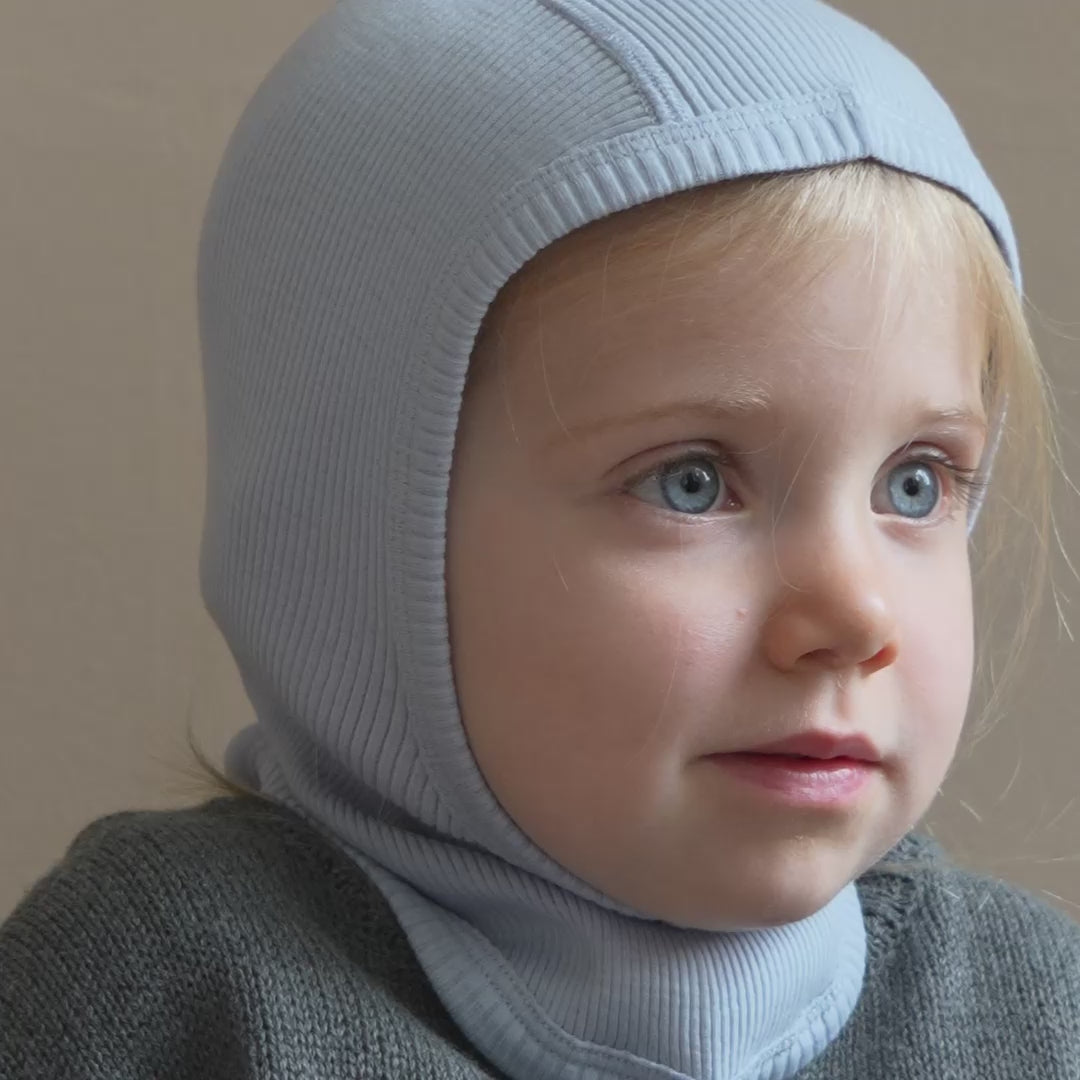 minimalisma Alephant - Children's wool balaclava Hat / Bonnet Frost Blue