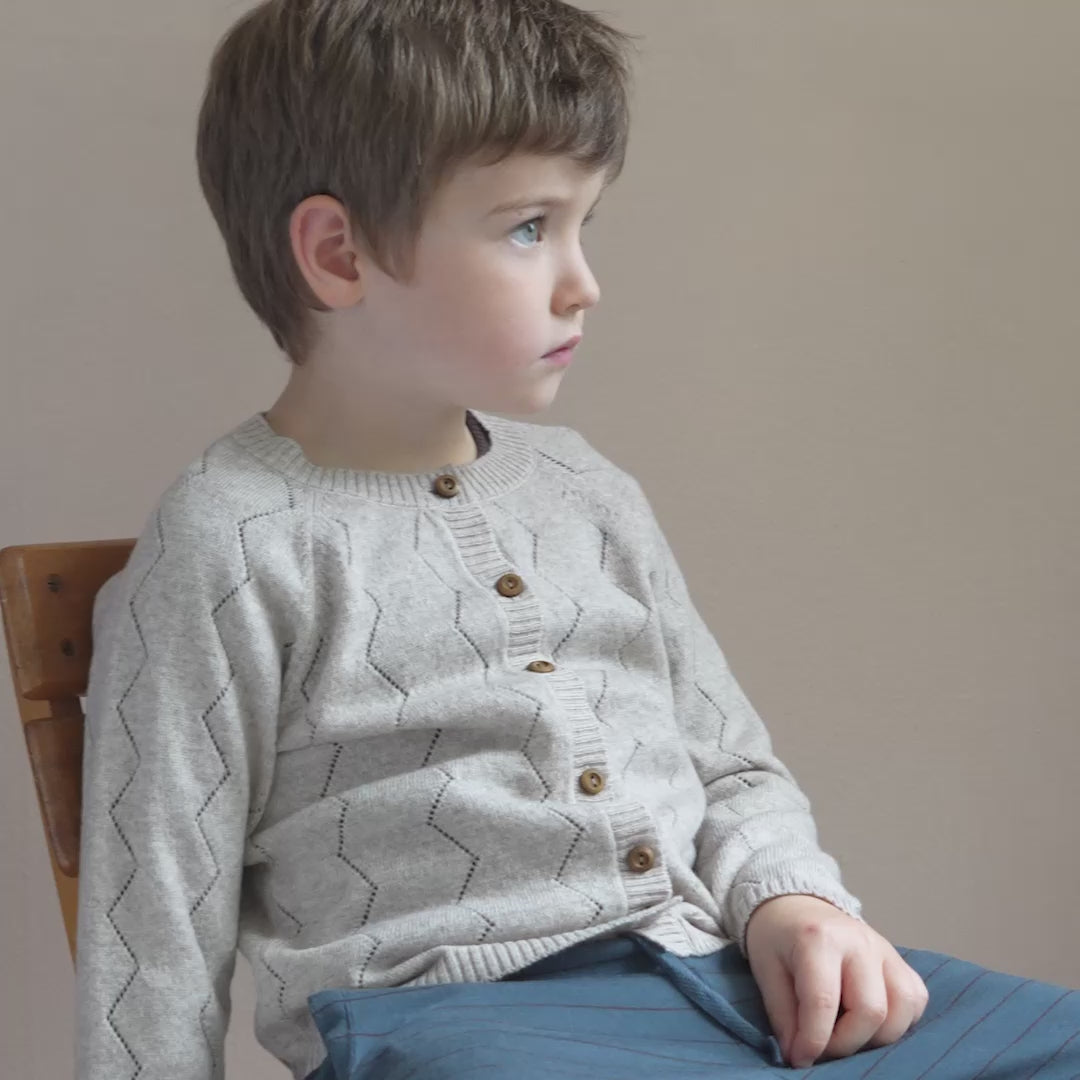 minimalisma Inkaz - Children's cashmere/wool cardigan Blouse for kids Ecru Melange