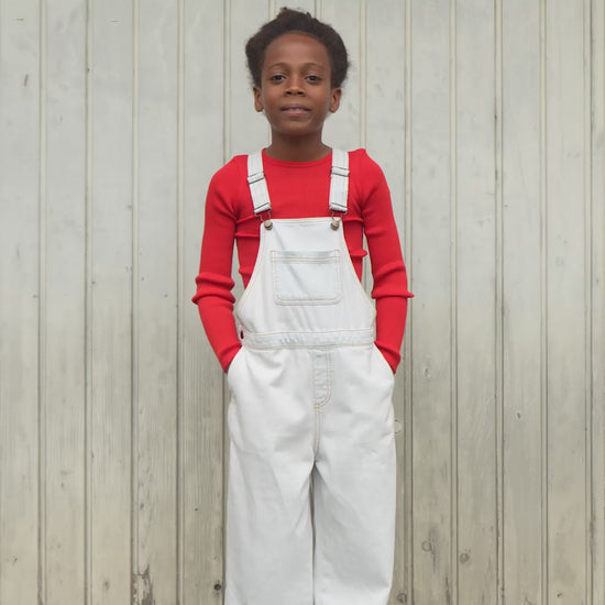 minimalisma Estel - Children's organic cotton denim strap-pants Leggings / pants for kids Pale Jeans