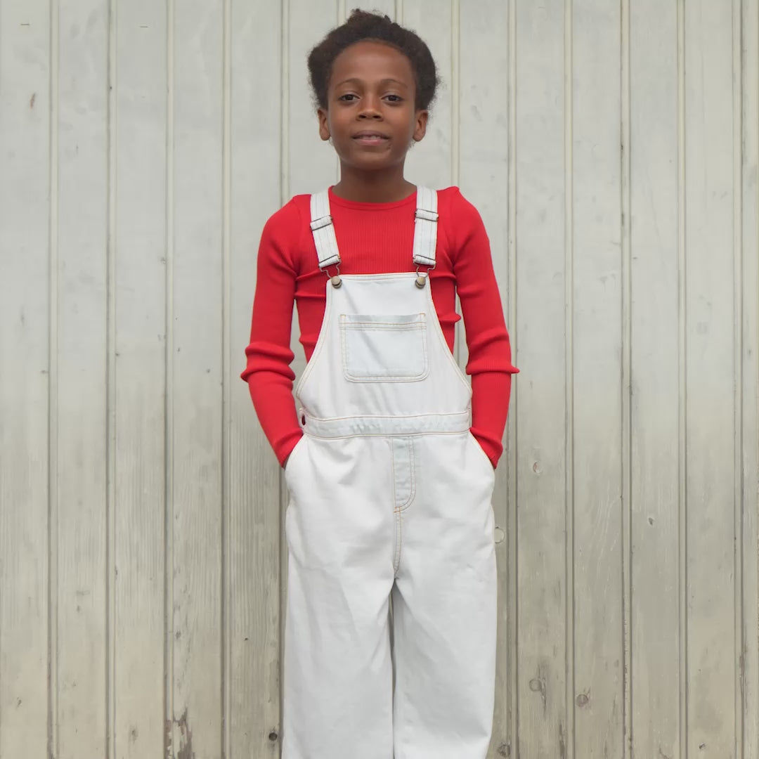 minimalisma Estel - Children's organic cotton denim strap-pants Leggings / pants for kids Pale Jeans