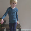 minimalisma Atlantic - Children's wool long sleeve top Blouse for kids Surf Blue