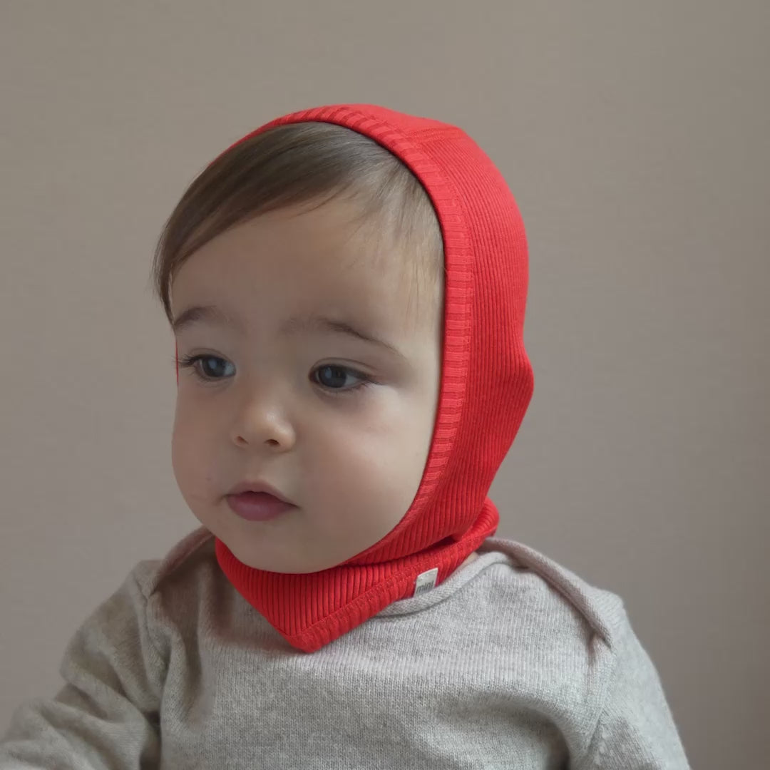 minimalisma Belefant - Children's silk balaclava Hat / Bonnet Red