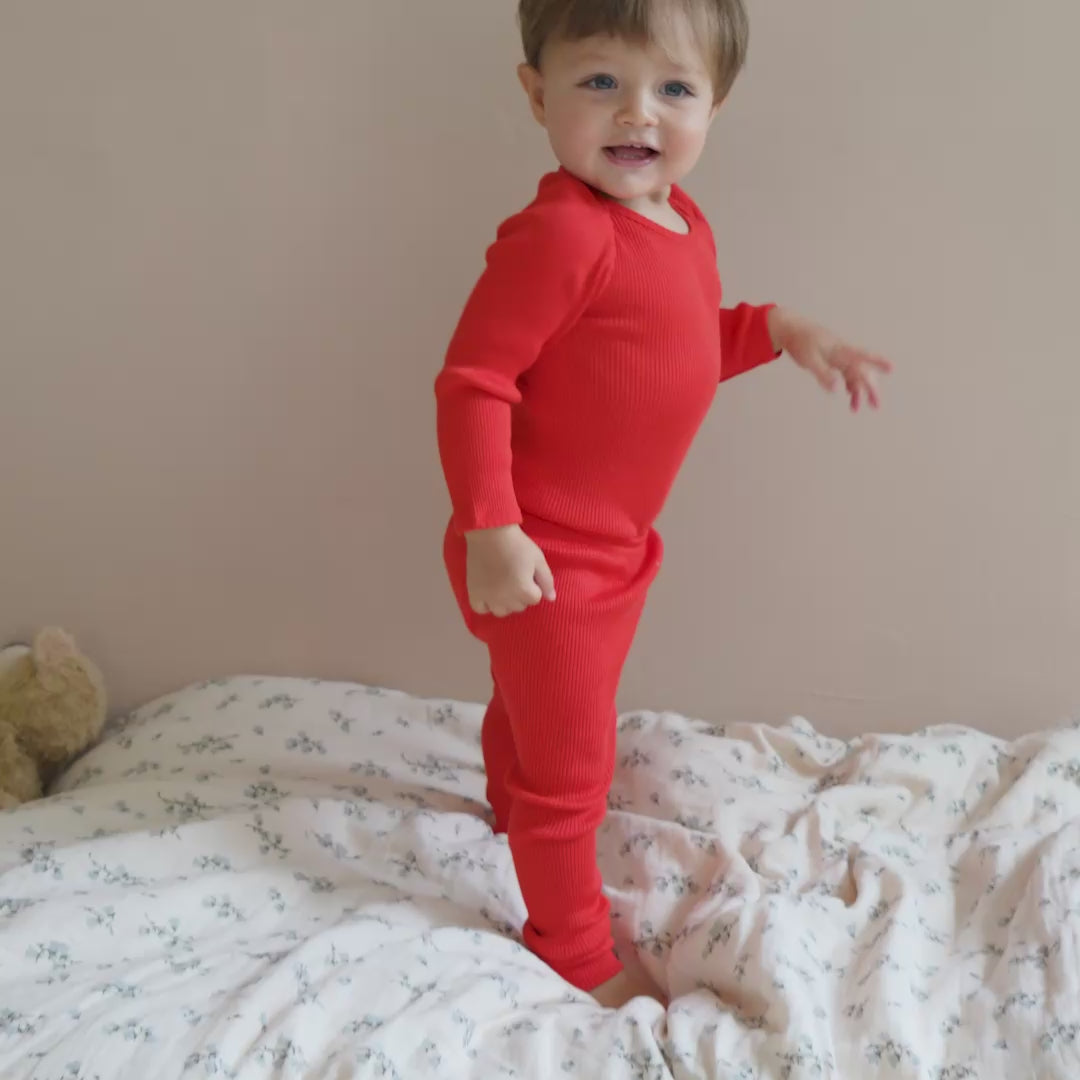 minimalisma Bono - Baby silk long sleeve bodysuit Body Red