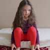 minimalisma Bieber-Frill - Children's silk leggings with frilled edges Leggings / pants for kids Red