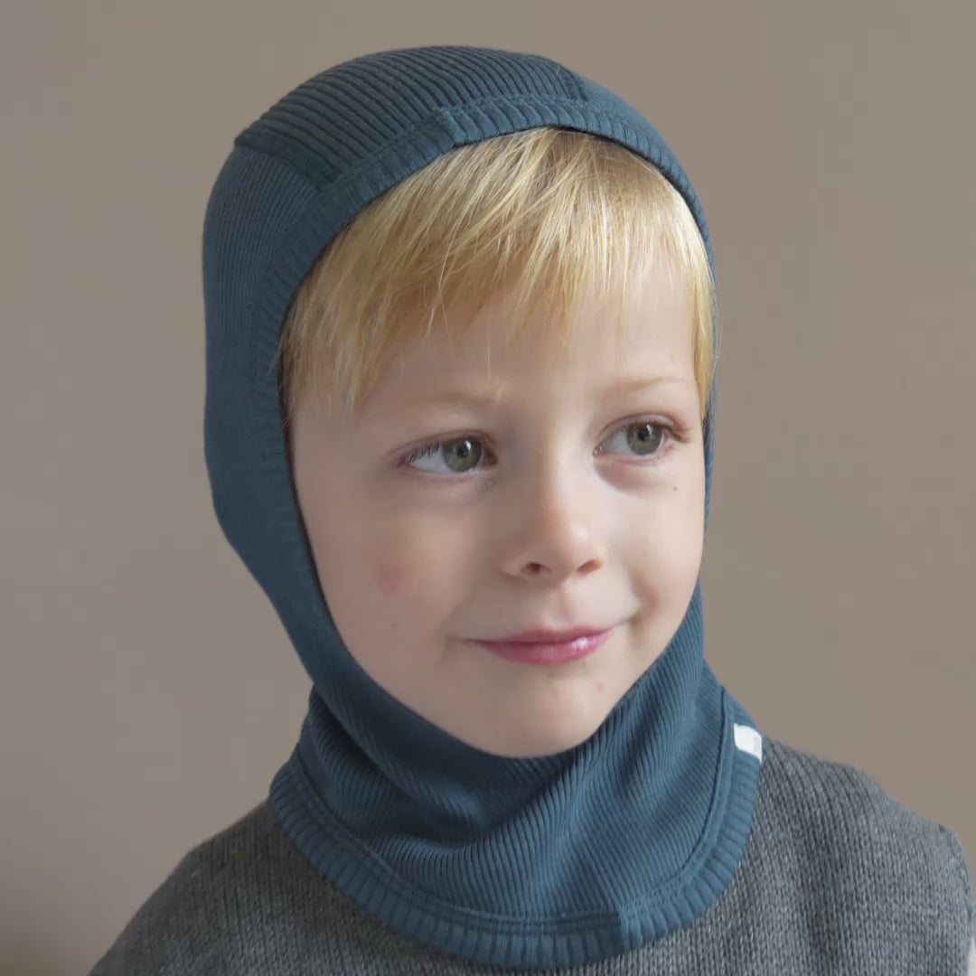 minimalisma Alephant - Children's wool balaclava Hat / Bonnet Surf Blue