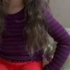 minimalisma Bergen-frill - Children's silk long sleeve top Blouse for kids Blackberry Red Stripes