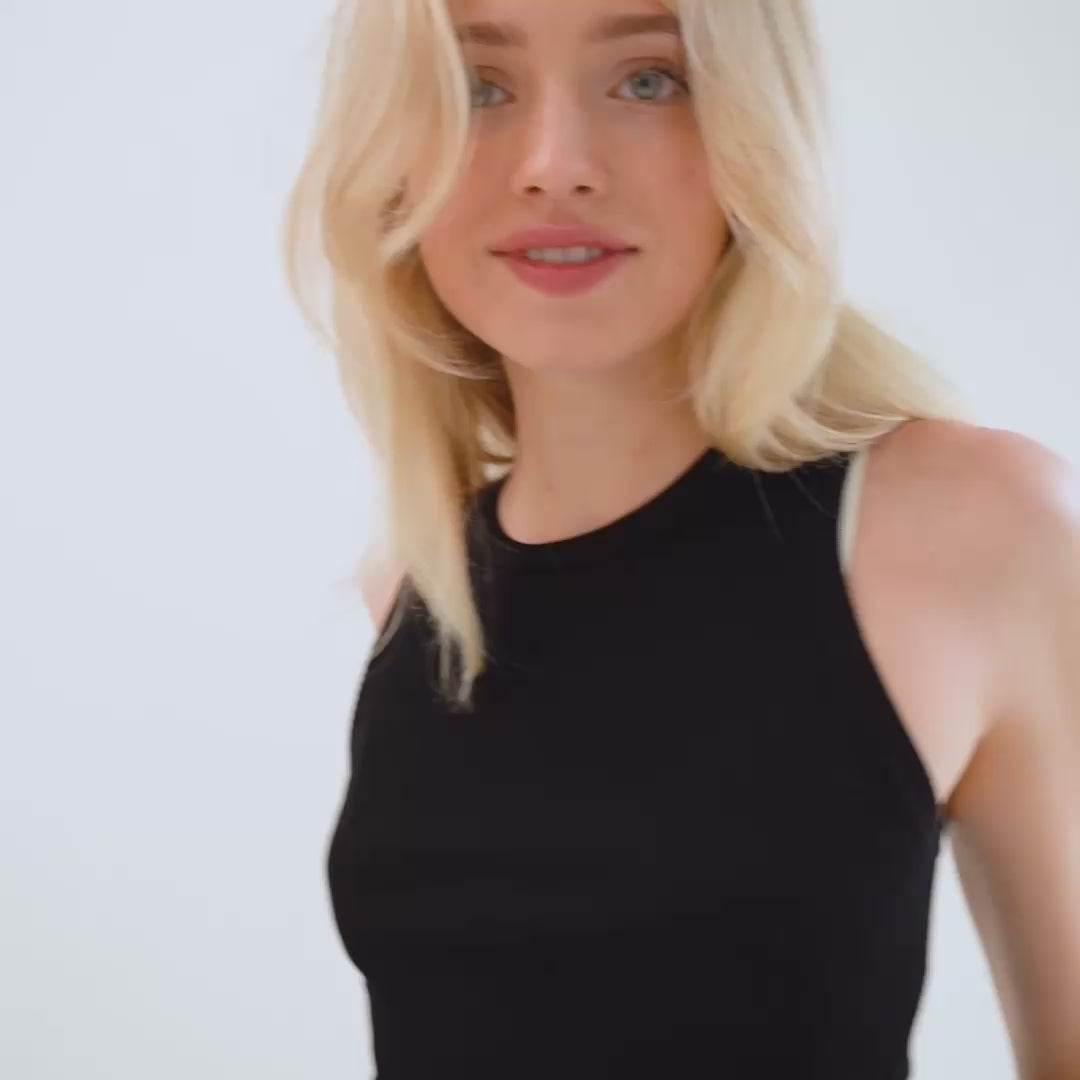 minimalisma Geni - cropped silk top for women Blouse for women Black