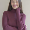 minimalisma Vakrast - Women's wool long sleeve turtleneck Blouse for women Bordeaux Stripes