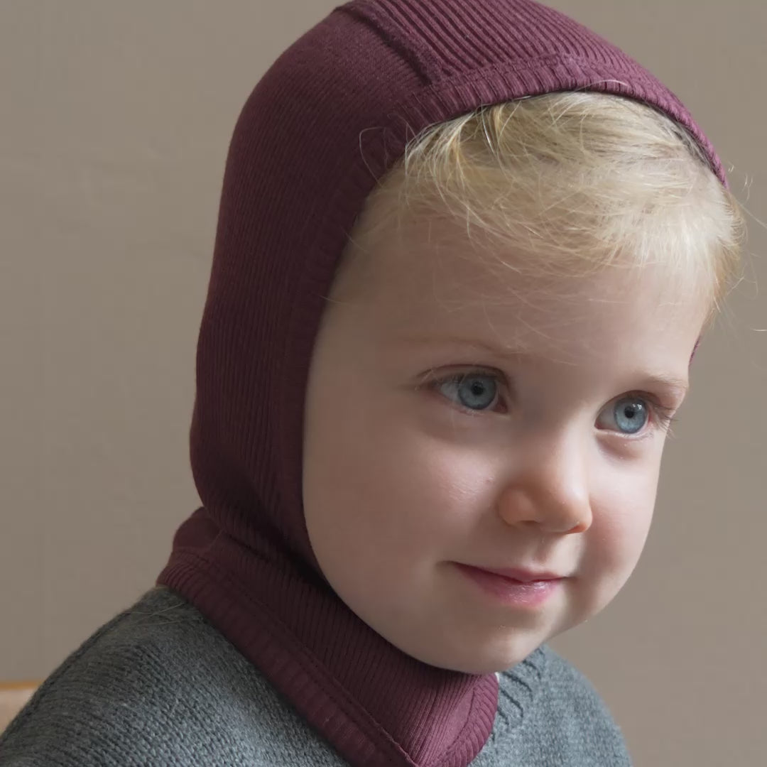 minimalisma Alephant - Children's wool balaclava Hat / Bonnet Bordeaux