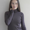 minimalisma Vakrast - Women's wool long sleeve turtleneck Blouse for women Dark Chocolate