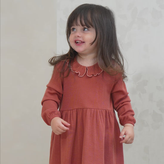 minimalisma Artistic 2-6Y Dress Autumn Blush with Cloudberry contrast