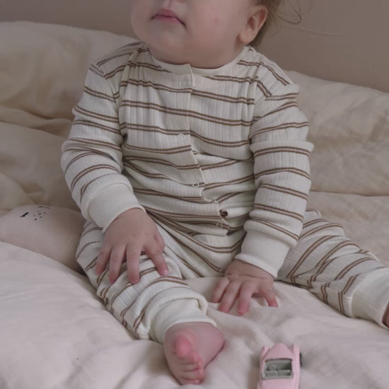 minimalisma Noori - Baby organic cotton pyjamas Jumpsuit Cherry Lark Stripes