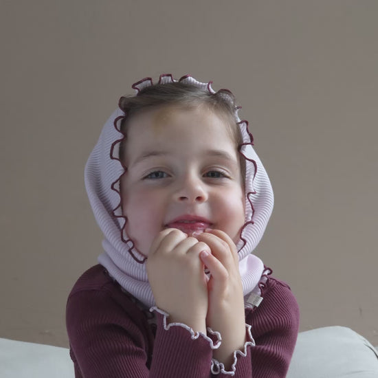 minimalisma Aha - Children's wool tube scarf Bib / Hairband / Acc Peony with Bordeaux