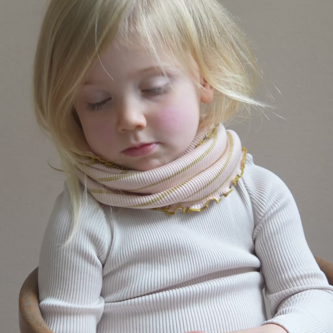 minimalisma Birkin - Children's silk tube scarf Bib / Hairband / Acc Sweet Olive Stripes