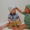 minimalisma Bolo - Baby silk short sleeve bodysuit with polo collar Body Clearwater with Dark Blue