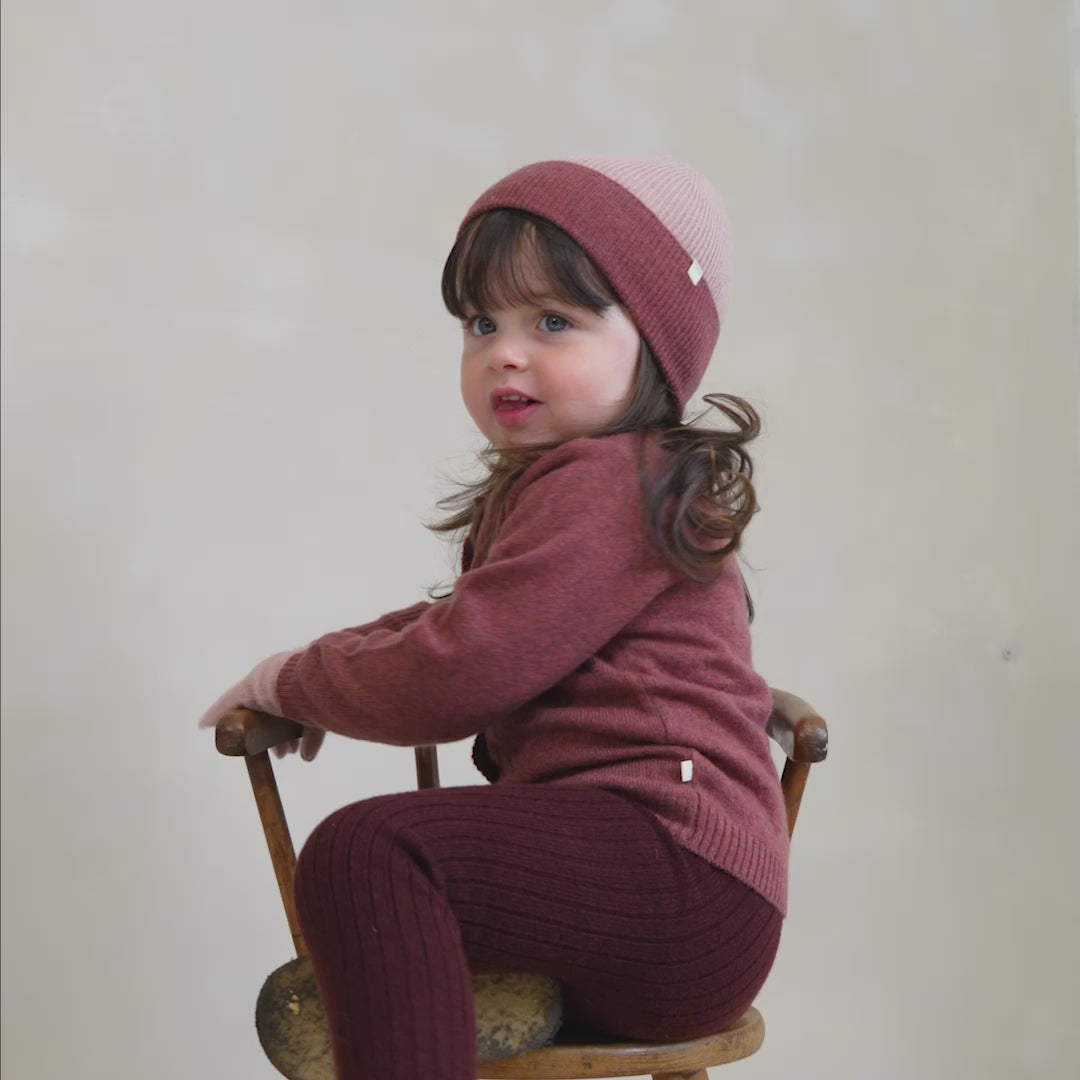 minimalisma Owl Hat / Bonnet Dusty Rose with Vintage Rose Fold